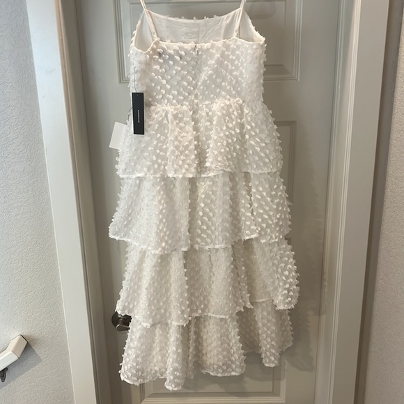 Lulus tiered pom pom midi dress, White, Size S - Picture 4 of 8